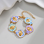 Pulseras boho 304 de acero inoxidable con eslabones de eslabones de ojo turco para mujer, real 18 k chapado en oro