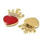 Brass Micro Pave Clear Cubic Zirconia Pendants, with Enamel, Real 18K Gold Plated, Heart with Crown Charms