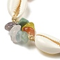 Bracelets de perles tressées en pierres précieuses et cauris, bracelet réglable en fil de nylon pour femme