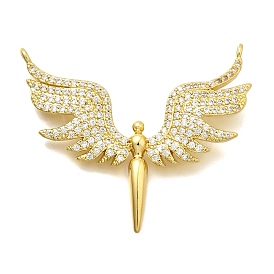 Латунные микропаве прозрачные подвески с фианитом, ангел, стойки покрытие, без кадмия и без свинца, долговечный