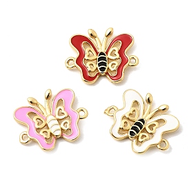 Латунные эмалированные полые подвески-коннекторы в виде насекомых, ссылки бабочки, долговечный, без кадмия и без свинца, стойки покрытие, реальный 18 k позолоченный