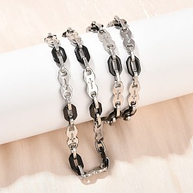 201 Женские ожерелья из нержавеющей стали с крестообразными и овальными звеньями, с 304 нержавеющей стали застежки, цвет нержавеющей стали