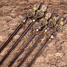 Gemstone Magic Wands, Wooden Scepter, for Witch Cane Cosplay, Enchanting Decor & Photography Prop