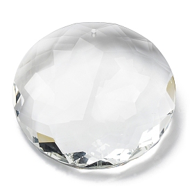 Transparent Glass Pendants, Faceted, Flat Round Charms, for Chandelier Crystal Hanging Pendants