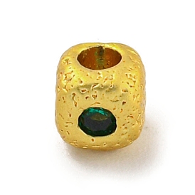 Rack Plating Brass Micro Pave Green Cubic Zirconia Beads, Long-Lasting Plated, Lead Free & Cadmium Free, Cube