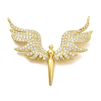 Латунные микропаве прозрачные подвески с фианитом, ангел, стойки покрытие, без кадмия и без свинца, долговечный