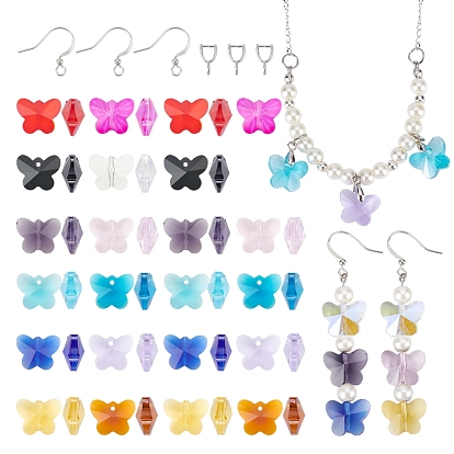 DIY Transparent Butterfly Drop Earring Making Kit, Including Glass Pendants, Brass Ice Pick Pinch Bails & French Earring Hooks