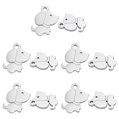 10 pcs 304 dijes de acero inoxidable, Corte con laser, perro
