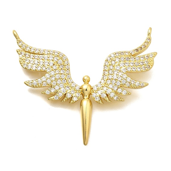 Латунные микропаве прозрачные подвески с фианитом, ангел, стойки покрытие, без кадмия и без свинца, долговечный