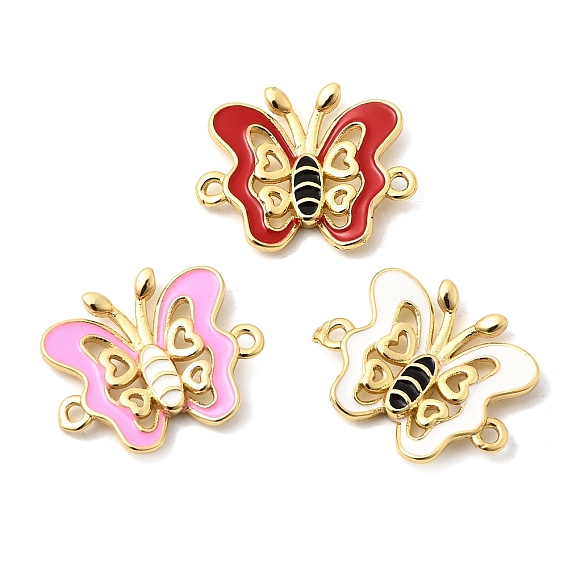 Латунные эмалированные полые подвески-коннекторы в виде насекомых, ссылки бабочки, долговечный, без кадмия и без свинца, стойки покрытие, реальный 18 k позолоченный