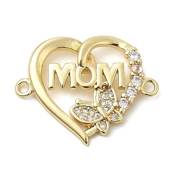 Подвески-шармы с микропаве из прозрачного кубического циркония в форме сердца из латуни, долговечный, стойки покрытие, без свинца и без кадмия