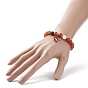 Frosted Glass Bead Stretch Bracelets, Alloy Enamel Moon & Star with Yin Yang Charm Bracelets for Women