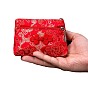 Rectangle Chinese Style Silk Zipper Pouches, Change Purses, with Chinese Buckle, for Bracelet, Necklace