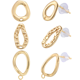 18шт. 3 стили латунные серьги-гвоздики