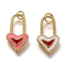 Латунь эмаль подвески, долговечный, реальный 18 k позолоченный, с целью перехода в кольце, сердце