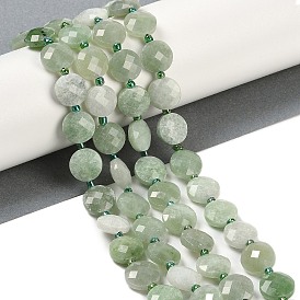 Natural Myanmar Jade Beads Strands, Faceted, Flat Round, with Seed Beads