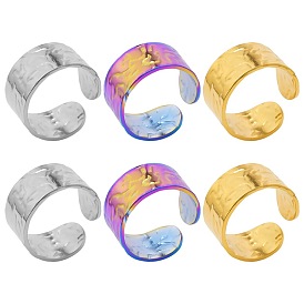304 Stainless Steel Textured Open Cuff Rings