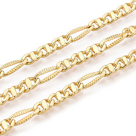 Латунь Figaro цепи, пайки, с катушкой