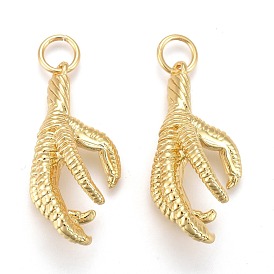 Brass Pendants, Long-Lasting Plated, with Jump Rings, Eagle Claw