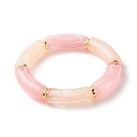 Acrylic Tube Beaded Stretch Bracelets, with Electroplate Non-magnetic Synthetic Hematite Bead