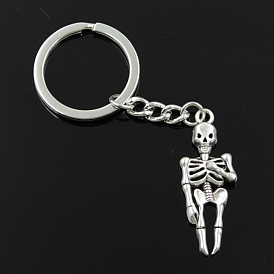 Alloy Keychains, with Skeleton Pendants