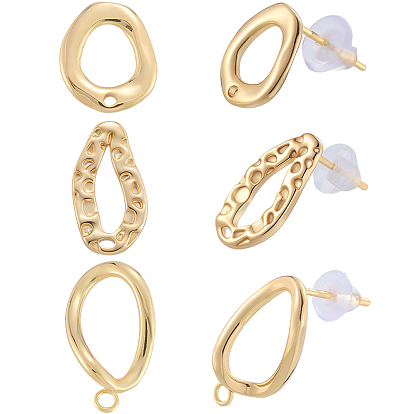 18шт. 3 стили латунные серьги-гвоздики