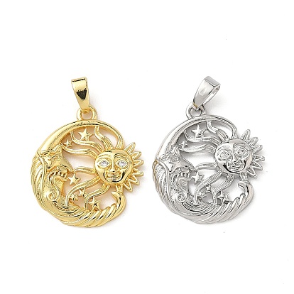 Латунные микро проложить кубического циркония подвески, луна с солнцем