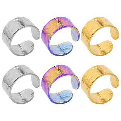 304 Stainless Steel Textured Open Cuff Rings