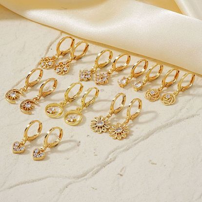 Модные серьги-кольца с инкрустацией из циркония в меди, элегантные и универсальные аксессуары для ушей, золотые