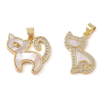 Латунные микропаве прозрачные подвески с фианитом, с оболочкой, без кадмия и без свинца, форма кошки