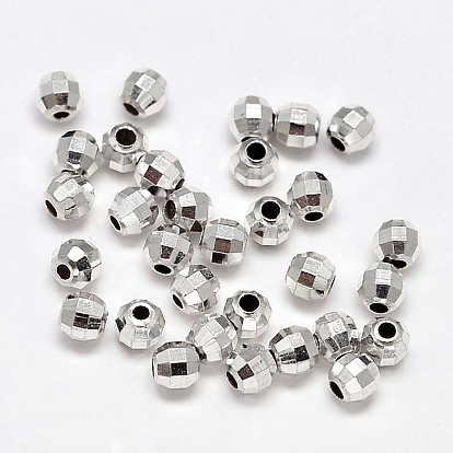 Faceted Round 925 Sterling Silver Beads