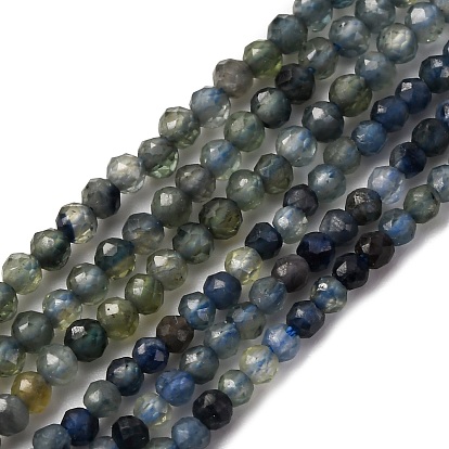 Натуральные сапфировые бисерные пряди, граненые, круглые