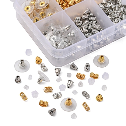 740Pcs 10 Style Brass & Iron & Plastic Ear Nuts, Bullet & Clutch & Friction Ear Nut