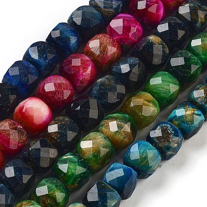 Природных тигровый глаз бисер нитей, граненые, кубические