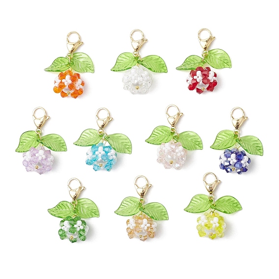 Подвесные украшения из акрила и стеклянного жемчуга, с 304 из нержавеющей стали Lobster Claw застежками