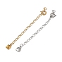 304 Stainless Steel Curb Chain Extender, End Chains with Spring Ring Clasps & Square Charms