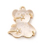 Transparent Resin Crystal Rhinestone Pendants, Bear Charms, with Rack Plating Real 14K Gold Plated Brass Findings, Cadmium Free & Lead Free