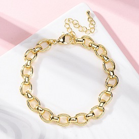Латунные овальные звенья цепи браслеты для женщин мужчин, долговечный, без кадмия и без свинца, стойки покрытие