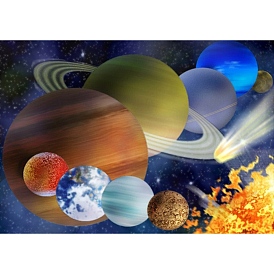 DIY Space Theme Diamond Painting Kits, Including Canvas, Resin Rhinestones, Diamond Sticky Pen, Tray Plate and Glue Clay, Planet Pattern