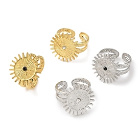 Ионное покрытие (ip) 304 открытая манжета из нержавеющей стали для женщин, со стразами, солнце