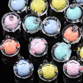 Transparent Acrylic Beads, Bead in Bead, Tomato