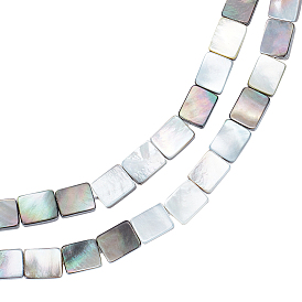 1 нитка натуральных черных ракушек-бусин, прямоугольные