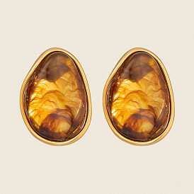 304 Stainless Steel Resin Stud Earrings for Women, Nuggets
