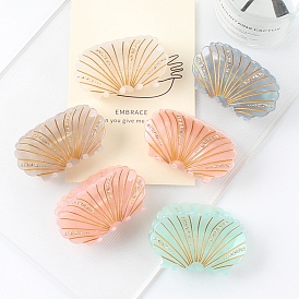 Shell Shape Cellulose Acetate Large Claw Hair Clips, with Rhinestones, for Women Girl Thick Hair
