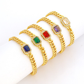 Vintage Copper Plated 18K Gold Bracelet for Women with Unique Style and High-end Zircon Decoration