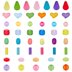 Transparent Acrylic Beads, Frosted, Mixed Shapes