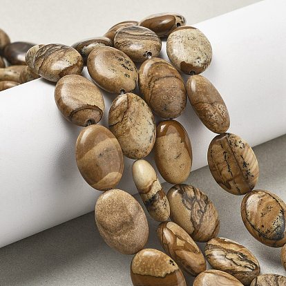 Естественного изображения яшмы бисер нитей, Плоско-овальные