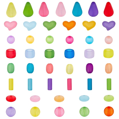 Transparent Acrylic Beads, Frosted, Mixed Shapes