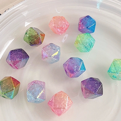 Transparent perles acryliques craquelés, dégradé de couleur, cube