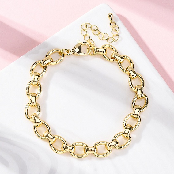 Латунные овальные звенья цепи браслеты для женщин мужчин, долговечный, без кадмия и без свинца, стойки покрытие